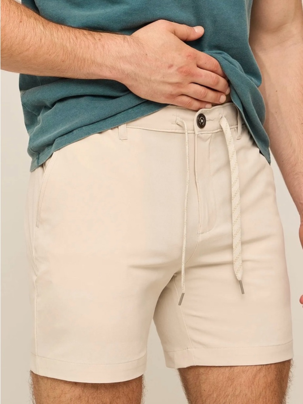 chubbies Cream khaki Anywhere 6” Flat Front Drawstring Shorts